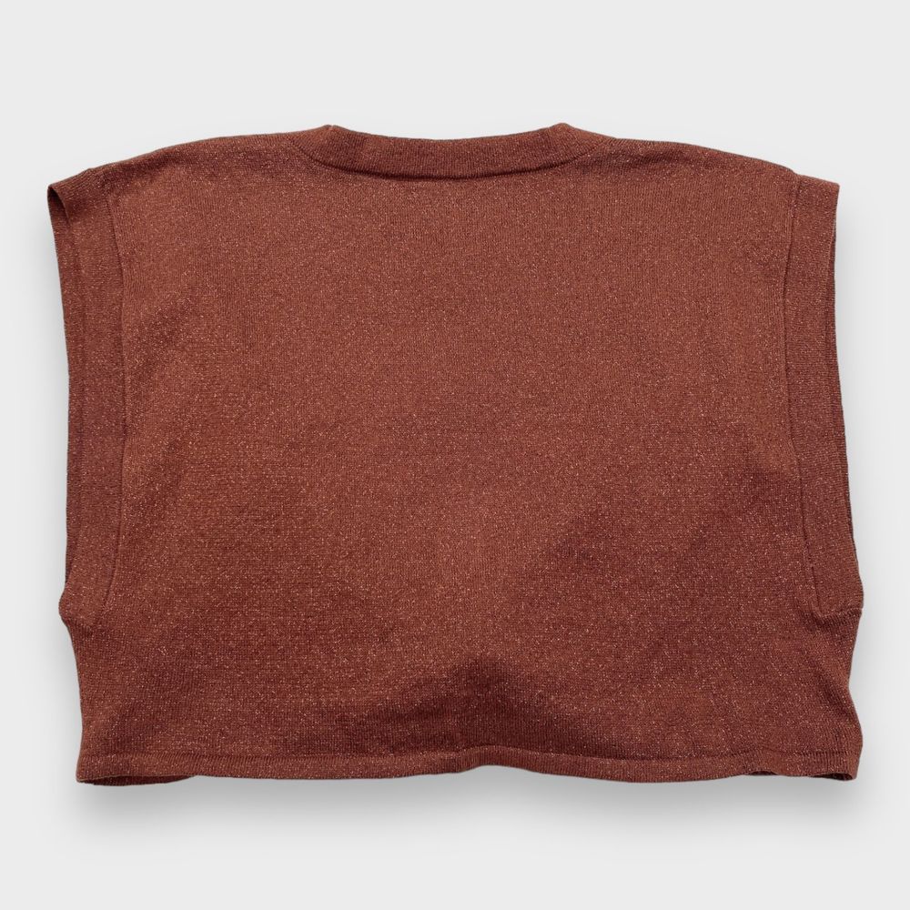 NWT Anthropologie Metallic Twist Front Open Crop Top in Cedar Women's Size XL - Picture 9 of 12